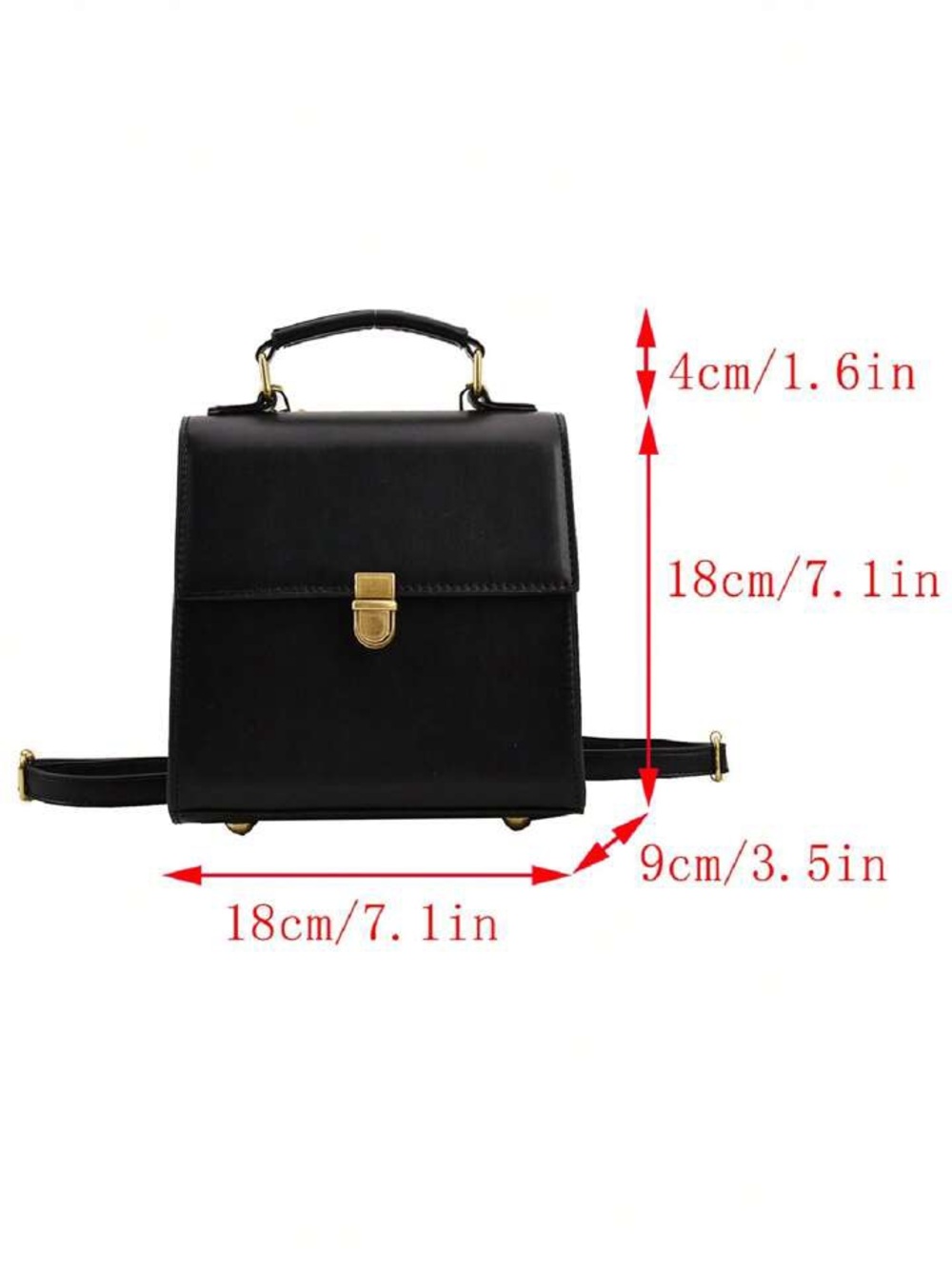 Black Structured Mini Backpack with Gold Hardware - Picture 4 of 7